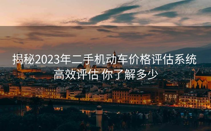 揭秘2023年二手机动车价格评估系统 高效评估 你了解多少