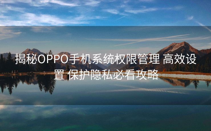 揭秘OPPO手机系统权限管理 高效设置 保护隐私必看攻略