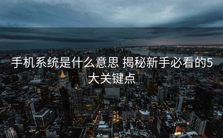 手机系统是什么意思 揭秘新手必看的5大关键点