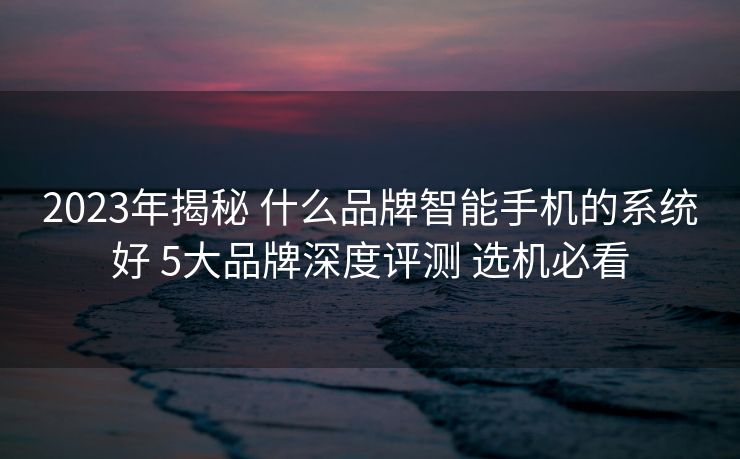 2023年揭秘 什么品牌智能手机的系统好 5大品牌深度评测 选机必看