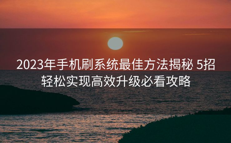 2023年手机刷系统最佳方法揭秘 5招轻松实现高效升级必看攻略