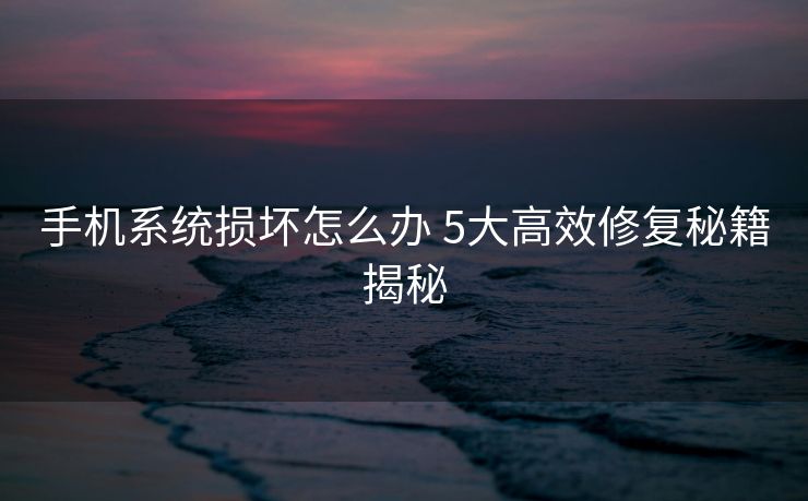 手机系统损坏怎么办 5大高效修复秘籍揭秘 手机系统损坏怎么办 5大高效修复秘籍揭秘