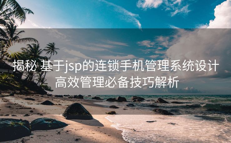 揭秘 基于jsp的连锁手机管理系统设计 高效管理必备技巧解析