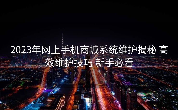 2023年网上手机商城系统维护揭秘 高效维护技巧 新手必看