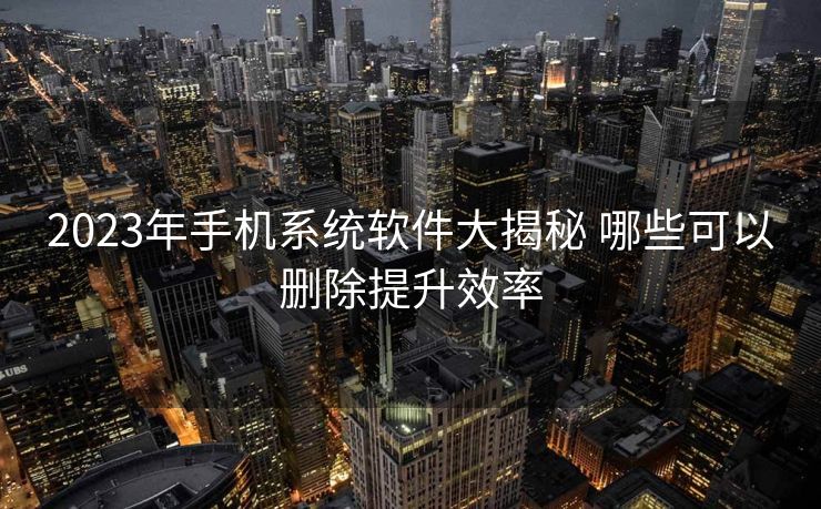 2023年手机系统软件大揭秘 哪些可以删除提升效率