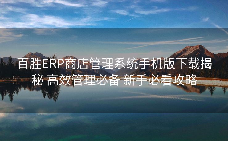 百胜ERP商店管理系统手机版下载揭秘 高效管理必备 新手必看攻略