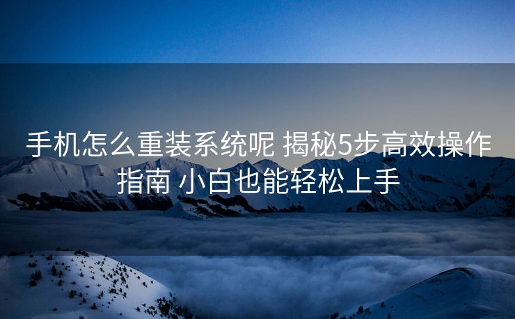 手机怎么重装系统呢 揭秘5步高效操作指南 小白也能轻松上手