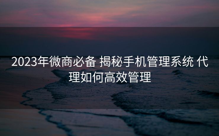 2023年微商必备 揭秘手机管理系统 代理如何高效管理