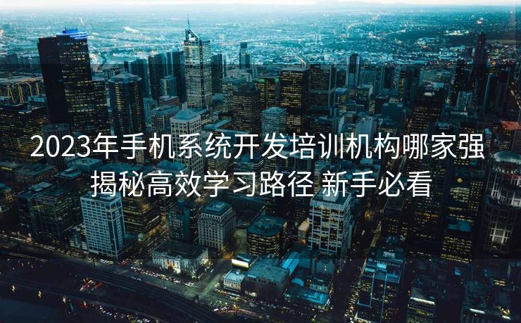 2023年手机系统开发培训机构哪家强 揭秘高效学习路径 新手必看