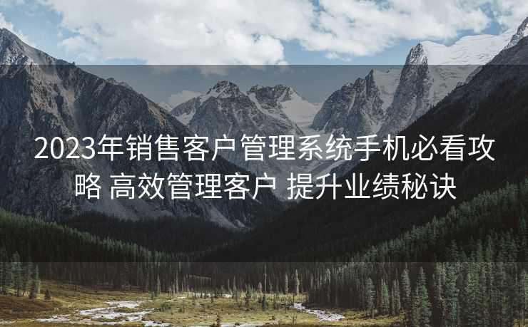 2023年销售客户管理系统手机必看攻略 高效管理客户 提升业绩秘诀