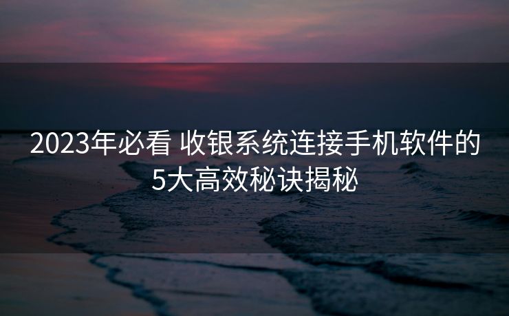 2023年必看 收银系统连接手机软件的5大高效秘诀揭秘