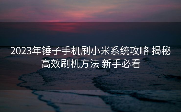 2023年锤子手机刷小米系统攻略 揭秘高效刷机方法 新手必看