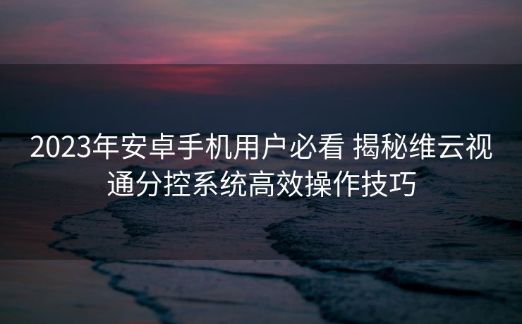 2023年安卓手机用户必看 揭秘维云视通分控系统高效操作技巧