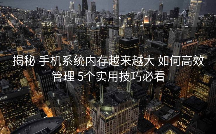 揭秘 手机系统内存越来越大 如何高效管理 5个实用技巧必看