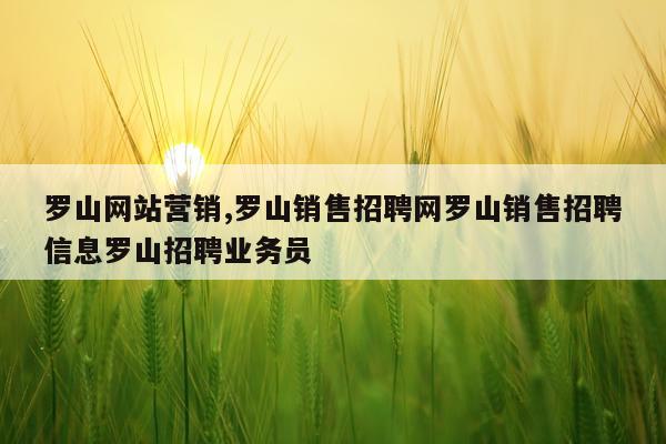 罗山网站营销,罗山销售招聘网罗山销售招聘信息罗山招聘业务员