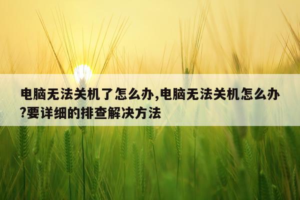 电脑无法关机了怎么办,电脑无法关机怎么办?要详细的排查解决方法