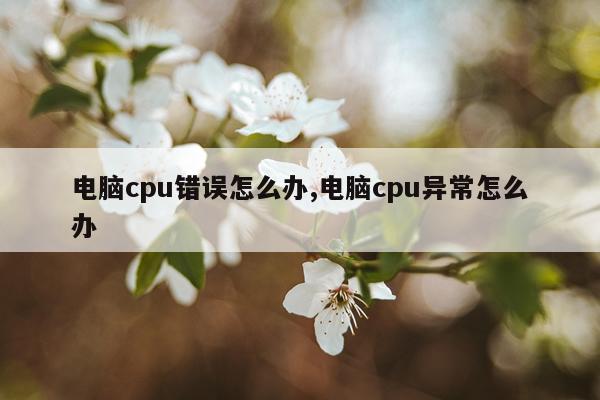 电脑cpu错误怎么办,电脑cpu异常怎么办