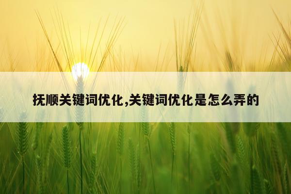 抚顺关键词优化,关键词优化是怎么弄的