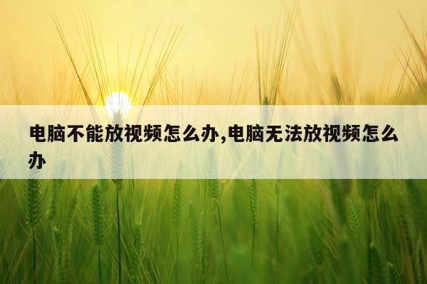 电脑不能放视频怎么办,电脑无法放视频怎么办