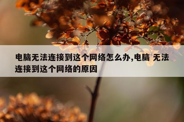 电脑无法连接到这个网络怎么办,电脑 无法连接到这个网络的原因