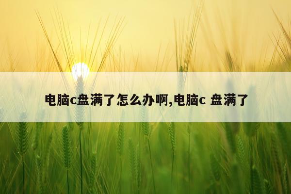 电脑c盘满了怎么办啊,电脑c 盘满了