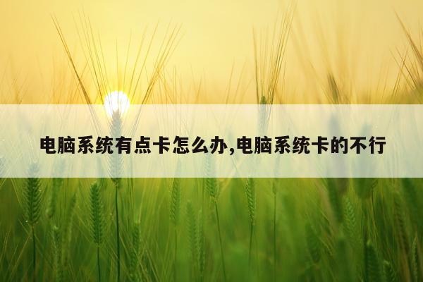 电脑系统有点卡怎么办,电脑系统卡的不行