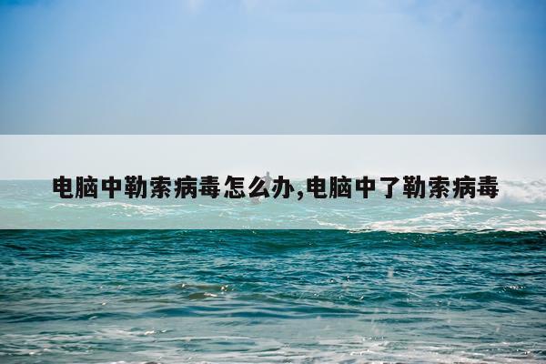 电脑中勒索病毒怎么办,电脑中了勒索病毒