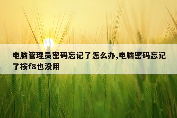 电脑管理员密码忘记了怎么办,电脑密码忘记了按f8也没用