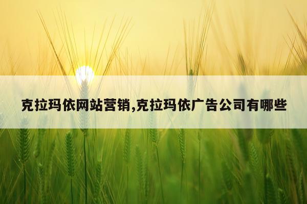克拉玛依网站营销,克拉玛依广告公司有哪些