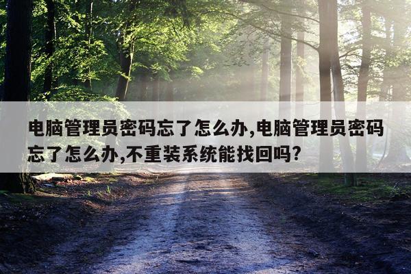 电脑管理员密码忘了怎么办,电脑管理员密码忘了怎么办,不重装系统能找回吗?