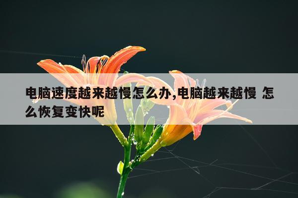 电脑速度越来越慢怎么办,电脑越来越慢 怎么恢复变快呢