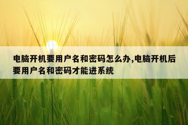电脑开机要用户名和密码怎么办,电脑开机后要用户名和密码才能进系统