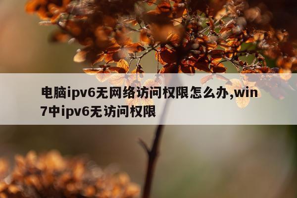 电脑ipv6无网络访问权限怎么办,win7中ipv6无访问权限